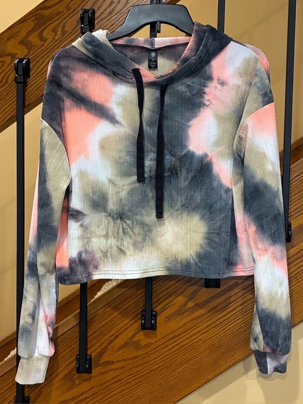 Noli Yoga Top cropped tie-dye hooded Multi Color SZ. Small